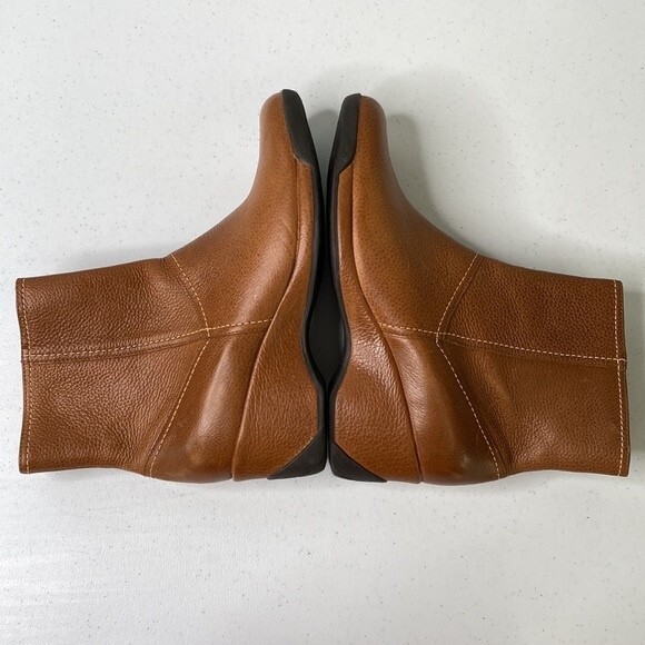 Nurture Grant Honey Brown Leather Boot Zip Ankle Bootie Wedge Heel Classy Neutra - Picture 11 of 16